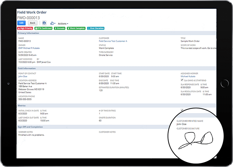 iPad with FWO and signature at bottom right corner